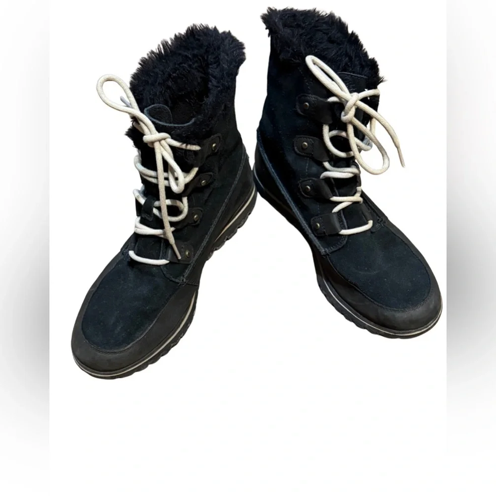 Sorel Joan Explorer Boots Womens 10 Black‎ Faux Fur Winter Cozycore